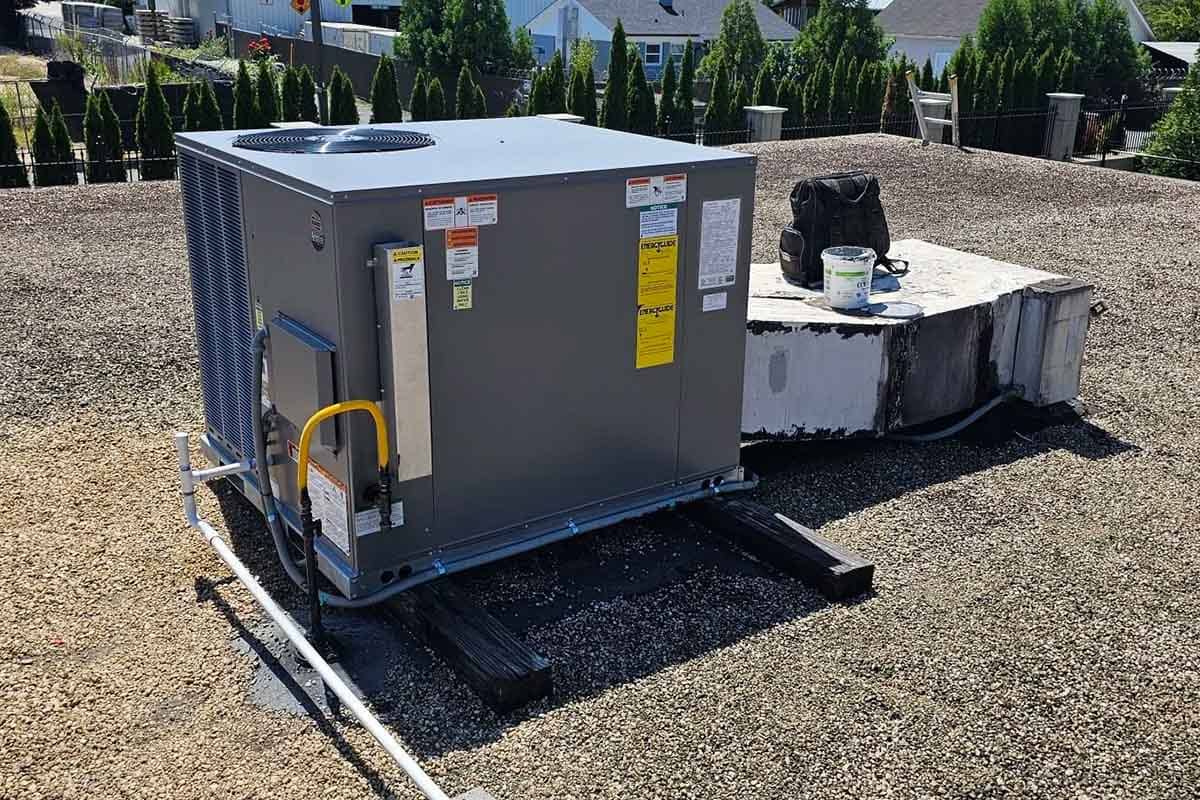 HVAC unit on the roof of a commercial building