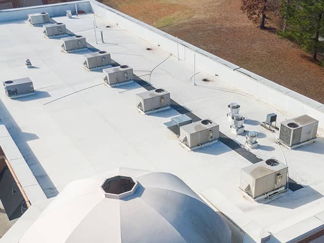 roof of a commercial building with hvac units